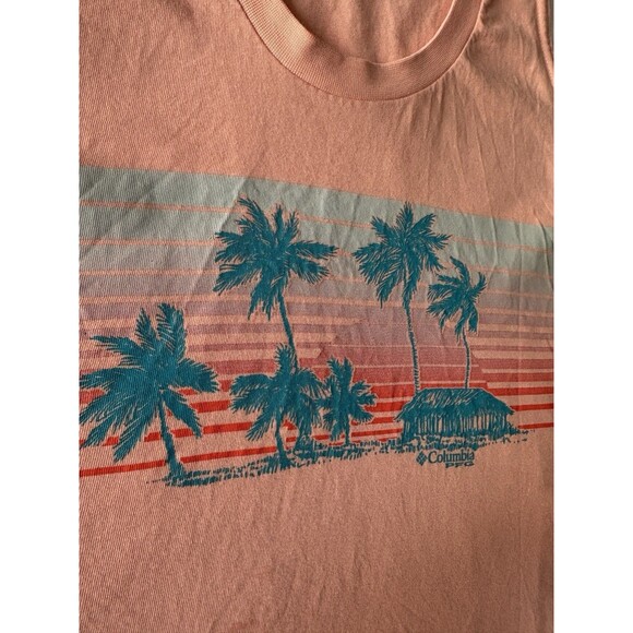 Columbia Women's PFG Bramley Bay Orange Tank Top XL Palm Trees - Picture 2 of 6